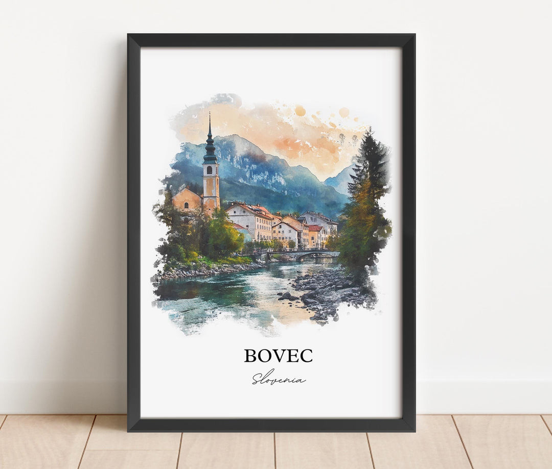Bovec Wall Art, Julian Alps Print, Slovenia Watercolor Art, Bovec Slovenia Gift, Travel Print, Travel Poster, Housewarming Gift