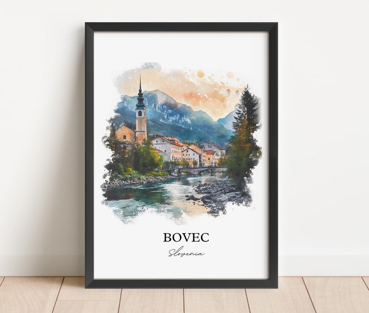 Bovec Wall Art, Julian Alps Print, Slovenia Watercolor Art, Bovec Slovenia Gift, Travel Print, Travel Poster, Housewarming Gift