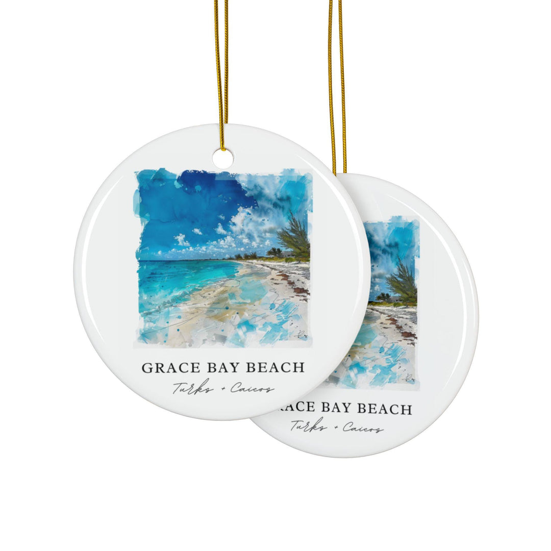 Grace Bay Beach Ornament: Unique Turks and Caicos Souvenir, Turks & Caicos Xmas Decor, and Authentic Grace Bay Gift