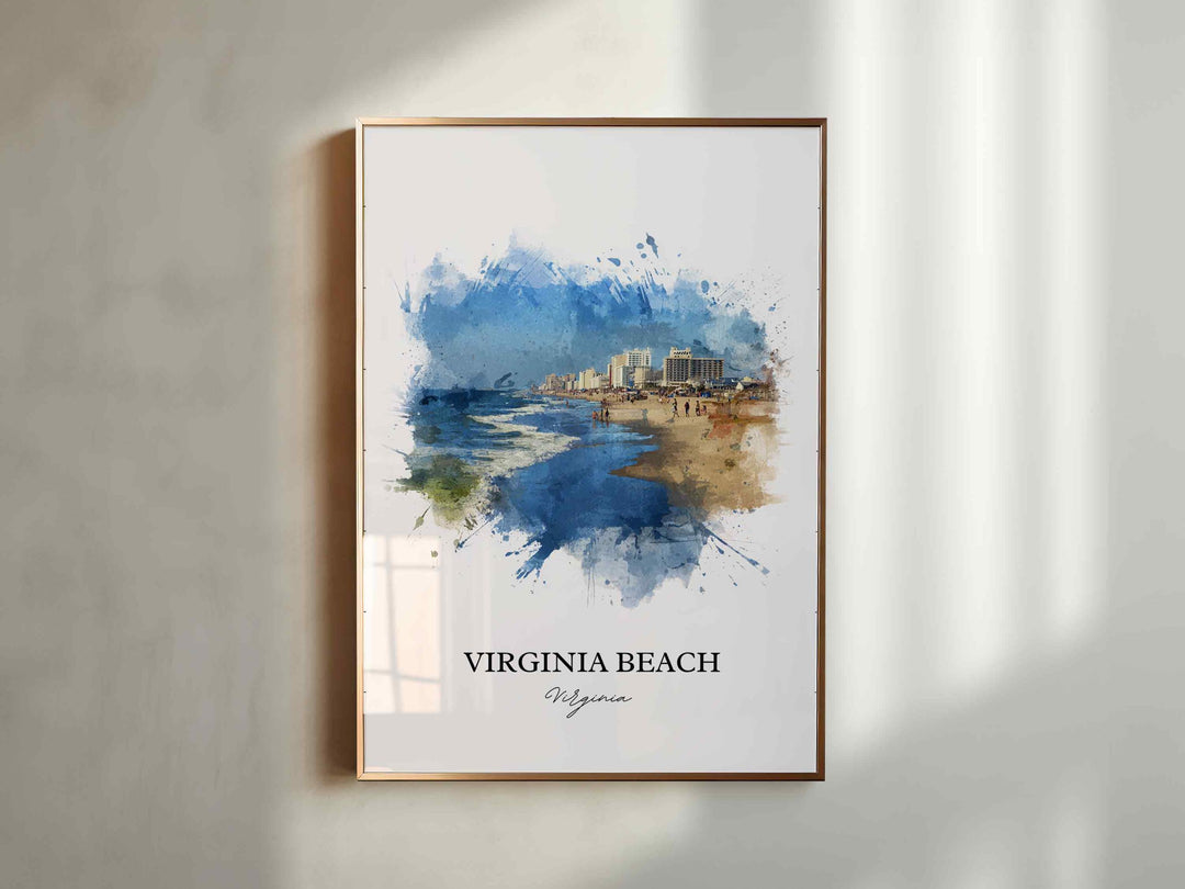 Virginia Beach, Virginia, USA– Watercolor Art Print