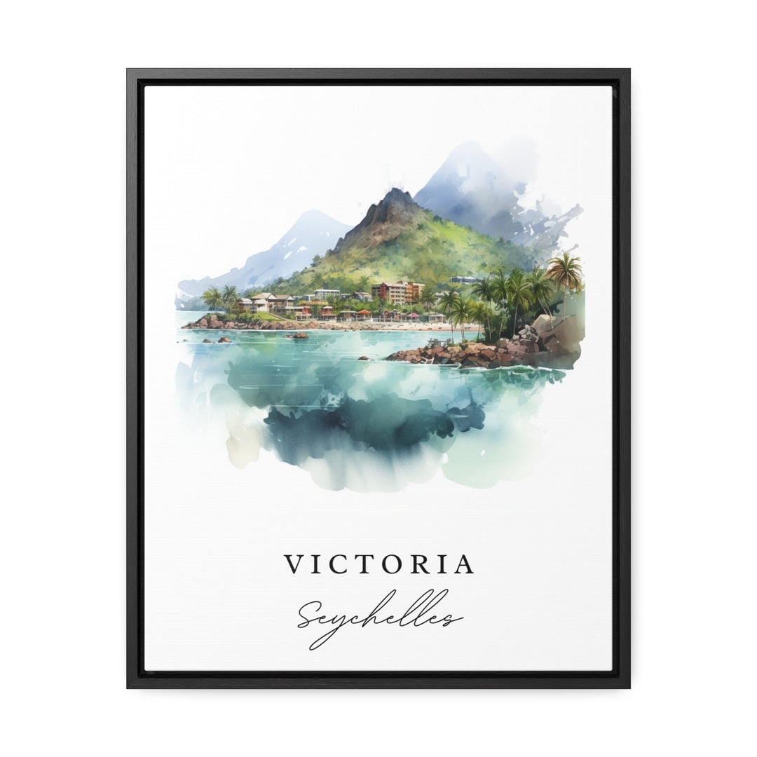 Victoria traditional travel art - Seychelles, Victoria poster, Wedding gift, Birthday present, Custom Text, Personalised Gift