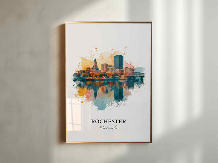 Rochester, Minnesota Wall Art, Rochester Print, Minnesota Watercolor Art, Rochester Minnesota Gift, Travel Print, Travel Poster, Housewarming Gift