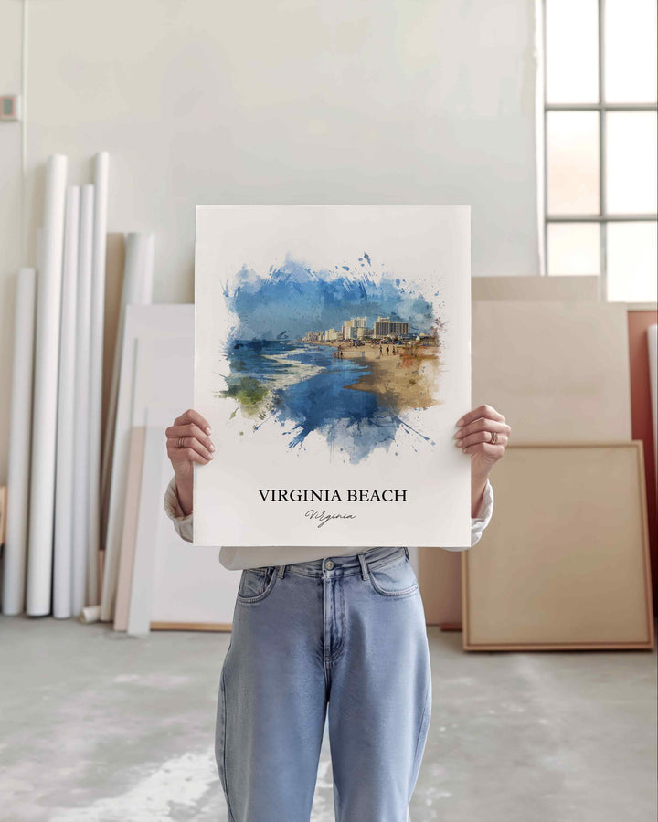 Virginia Beach, Virginia, USA– Watercolor Art Print