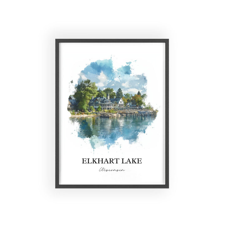Elkhart Lake Wall Art, Sheboygan County Print, Wisconsin Watercolor Art, Elkhart Lake Gift, Travel Print, Travel Poster, Housewarming Gift