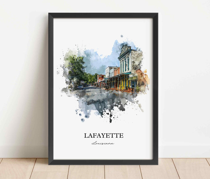 Lafayette, Louisiana – Watercolor Art Print
