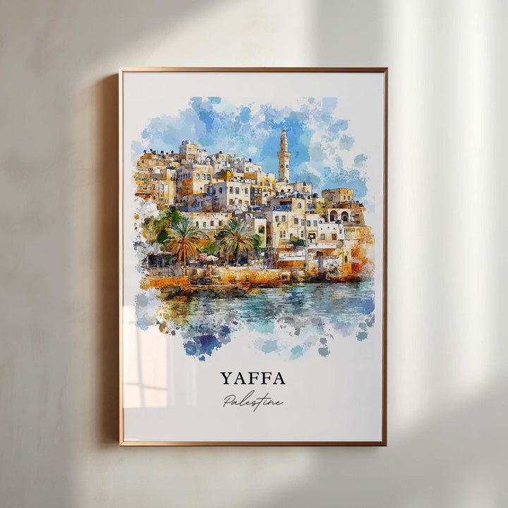 Yaffa Wall Art, Jaffa Palestine Print, Palestine Watercolor Art, Japho Palestine Gift, Travel Poster, Housewarming Gift