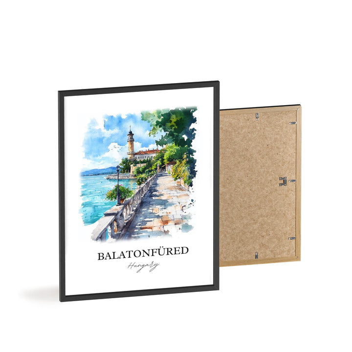 Balatonfured Wall Art, Lake Balaton Print, Hungary Watercolor Art, Balatonfured Hungary Gift, Travel Print, Travel Poster, Housewarming Gift