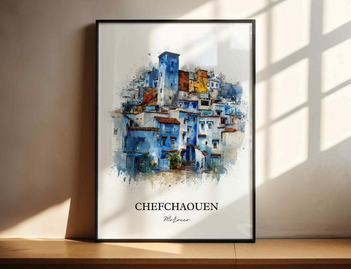 Chefchaouen, Morocco – Watercolor Art Print
