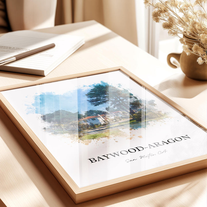 San Mateo, California – Watercolor Art Print