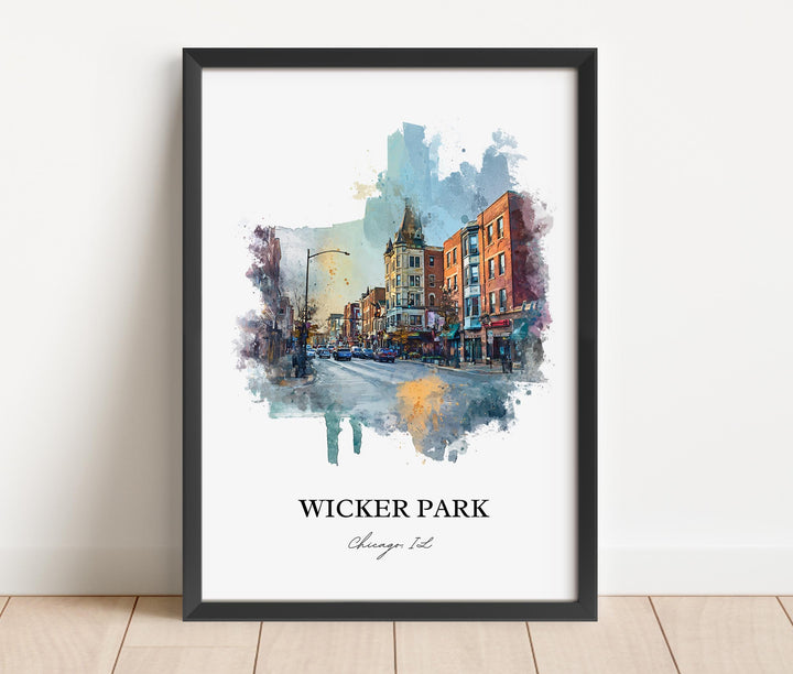 Wicker Park, Illinois – Watercolor Art Print