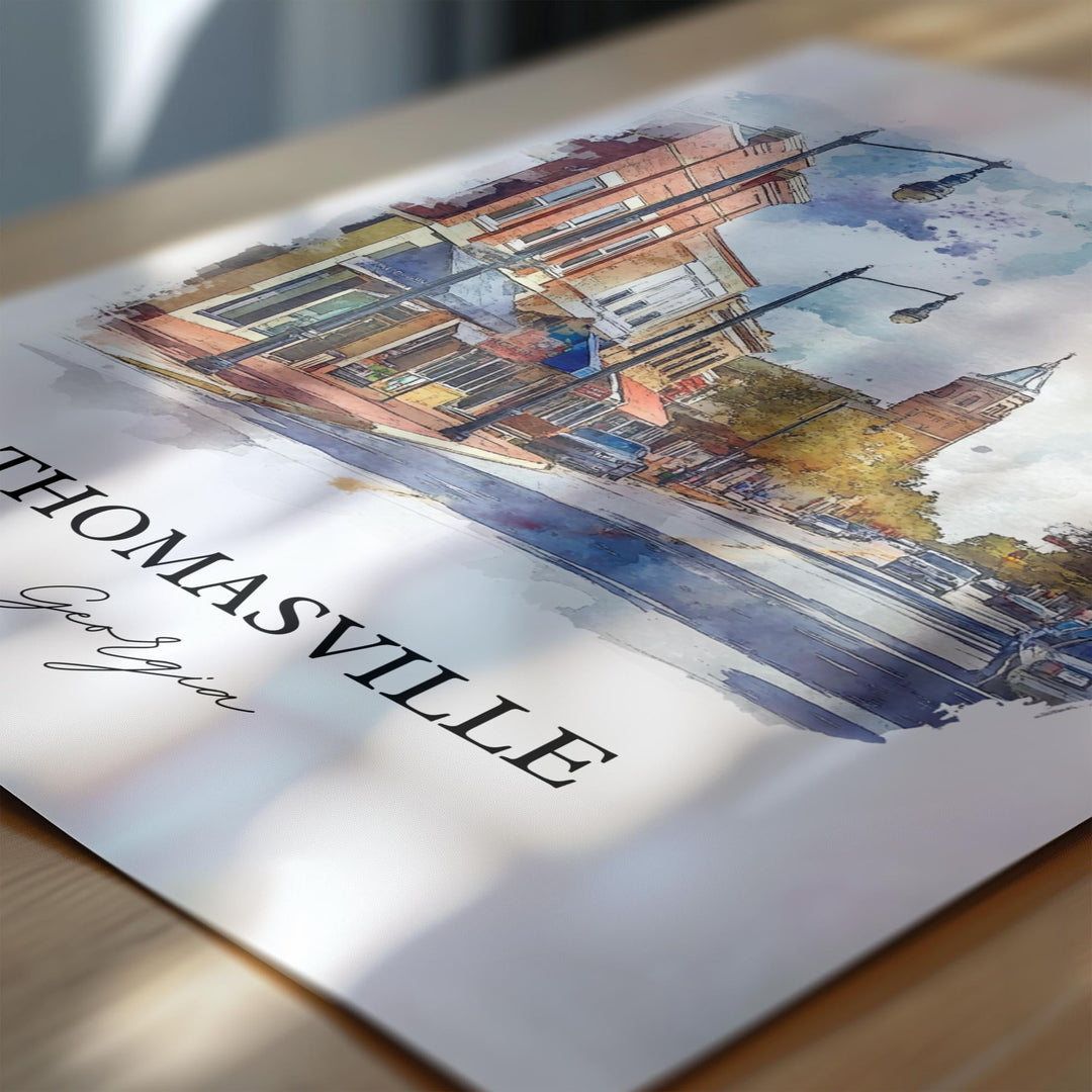 Thomasville GA Wall Art, Thomas County GA Print, Georgia Watercolor Art, Thomasville Gift, Travel Print, Travel Poster, Housewarming Gift