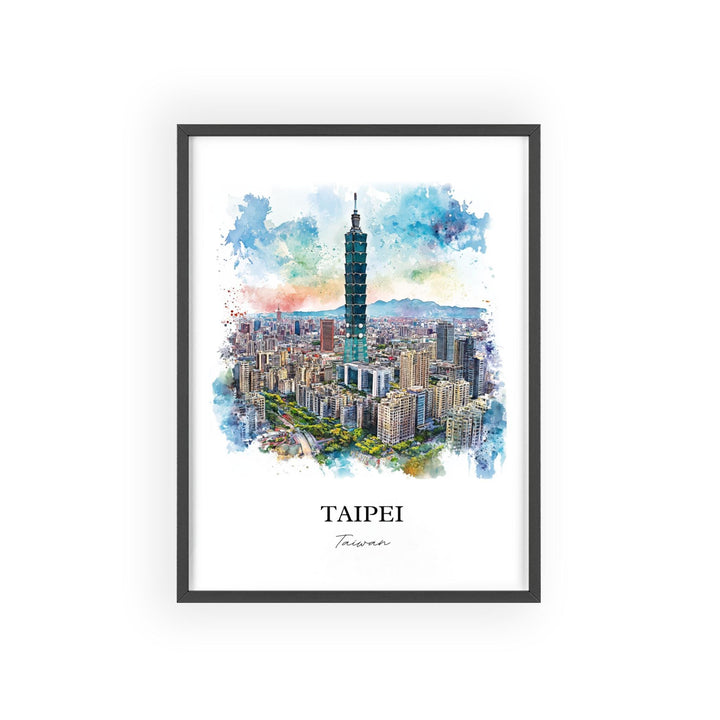 Taipei Wall Art, Taipei Skyline Print, Taiwan Watercolor Art, Taipei Taiwan Gift, Travel Print, Travel Poster, Housewarming Gift