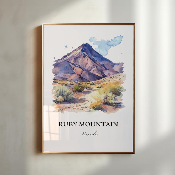 Ruby Mountains NV Wall Art, Elko County Print, Nevada Watercolor Art, Ruby Mountains Gift, Travel Print, Travel Poster, Housewarming Gift
