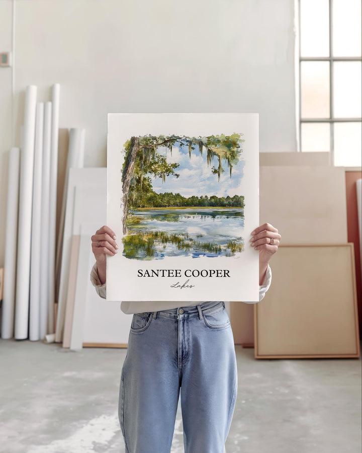 Santee Cooper Lakes Art, Lake Marion Print, South Carolina Art, Santee Cooper Lakes Gift, Travel Print, Travel Poster, Housewarming Gift