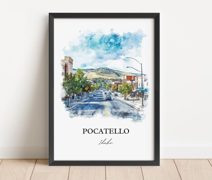 Pocatello ID Wall Art, Bannock County Print, Idaho Watercolor Art, Pocatello Idaho Gift, Travel Print, Travel Poster, Housewarming Gift