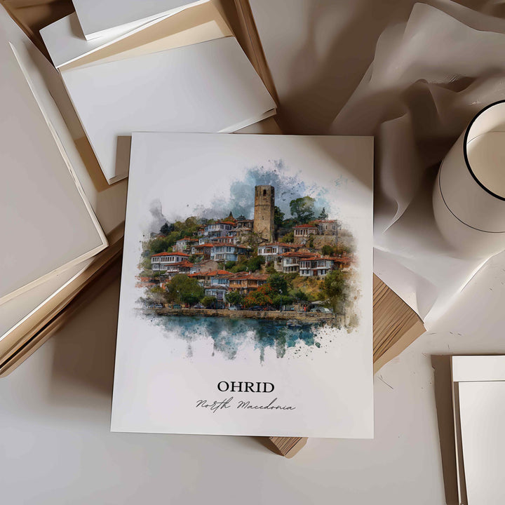 Ohrid, North Macedonia – Watercolor Art Print