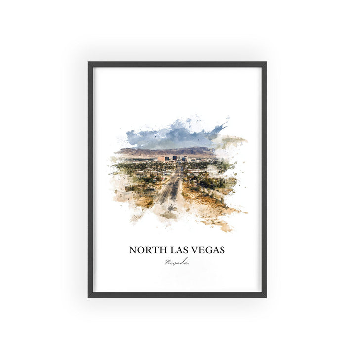 North Las Vegas Wall Art, Las Vegas Print, Nevada Watercolor Art, North Las Vegas Gift, Travel Print, Travel Poster, Housewarming Gift