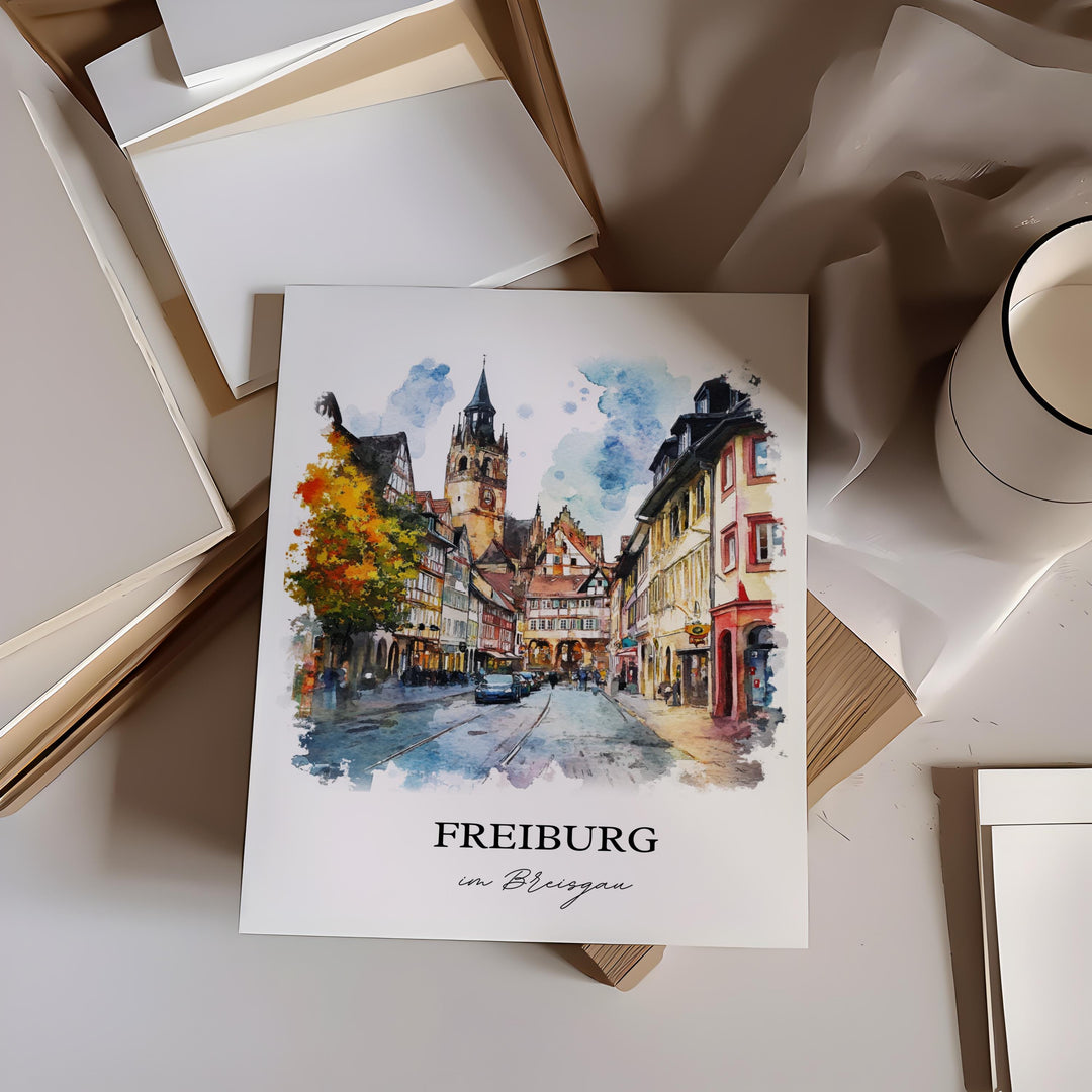 Freiburg im Breisgau Art, Black Forest Print, Germany Watercolor, Freiburg im Breisgau Gift, Travel Print, Travel Poster, Housewarming Gift