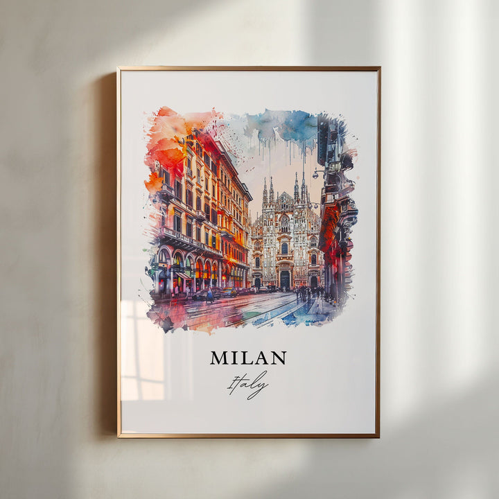 Milan Italy Wall Art, Milan Print, Milan IT Watercolor, Milan Italy Gift,