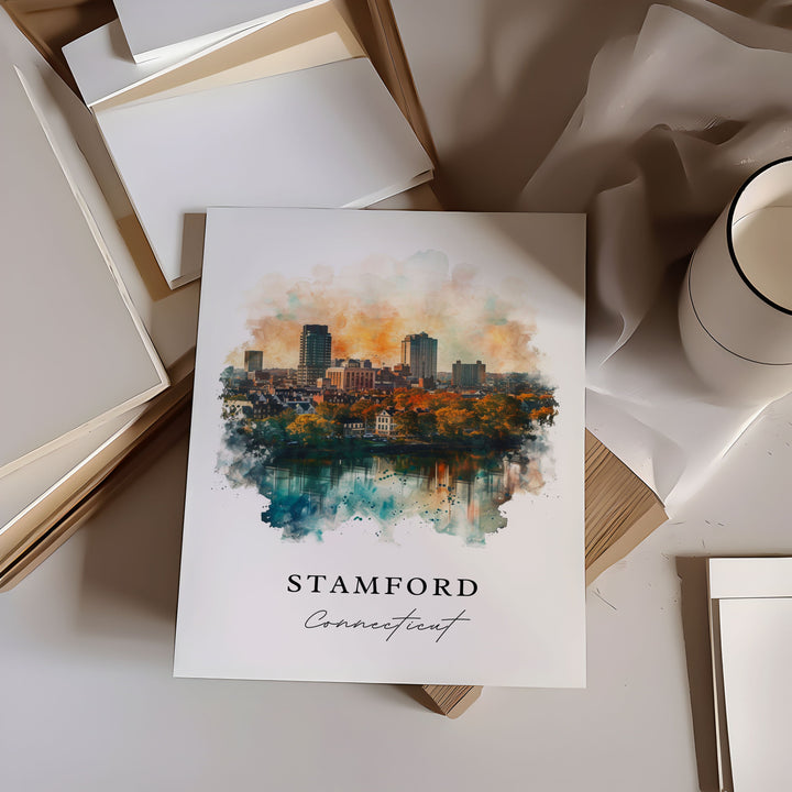 Stamford CT Wall Art, Connecticut Print, Stamford Wall Art, Stamford Gift, Travel Print, Travel Poster, Travel Gift, Housewarming Gift