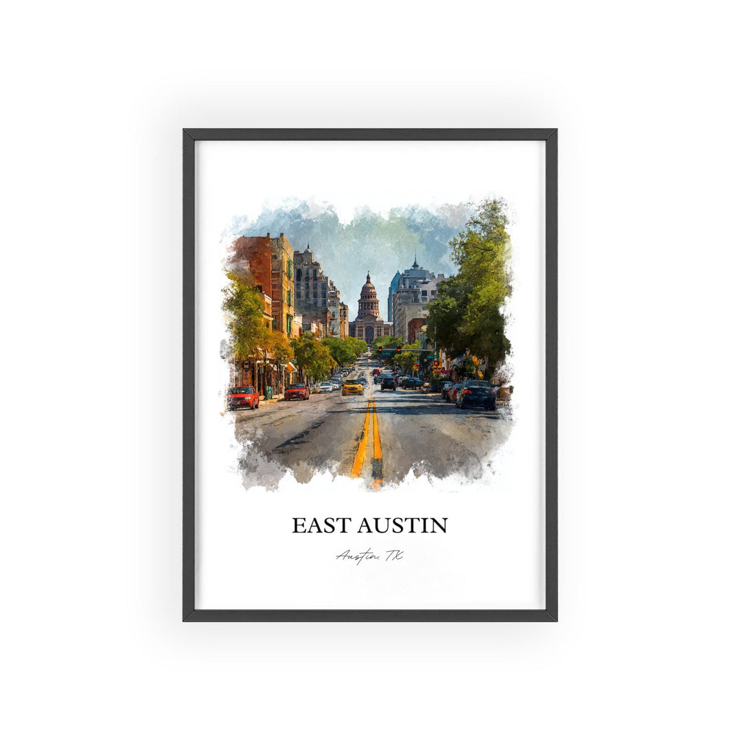 East Austin, Texas – Watercolor Art Print