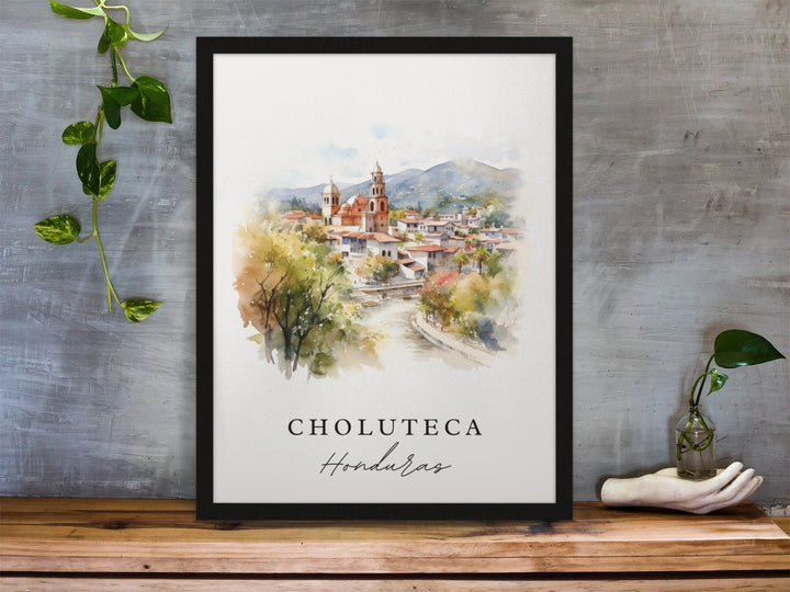 Choluteca traditional travel art - Honduras, Choluteca poster, Wedding gift, Birthday present, Custom Text, Personalized Gift