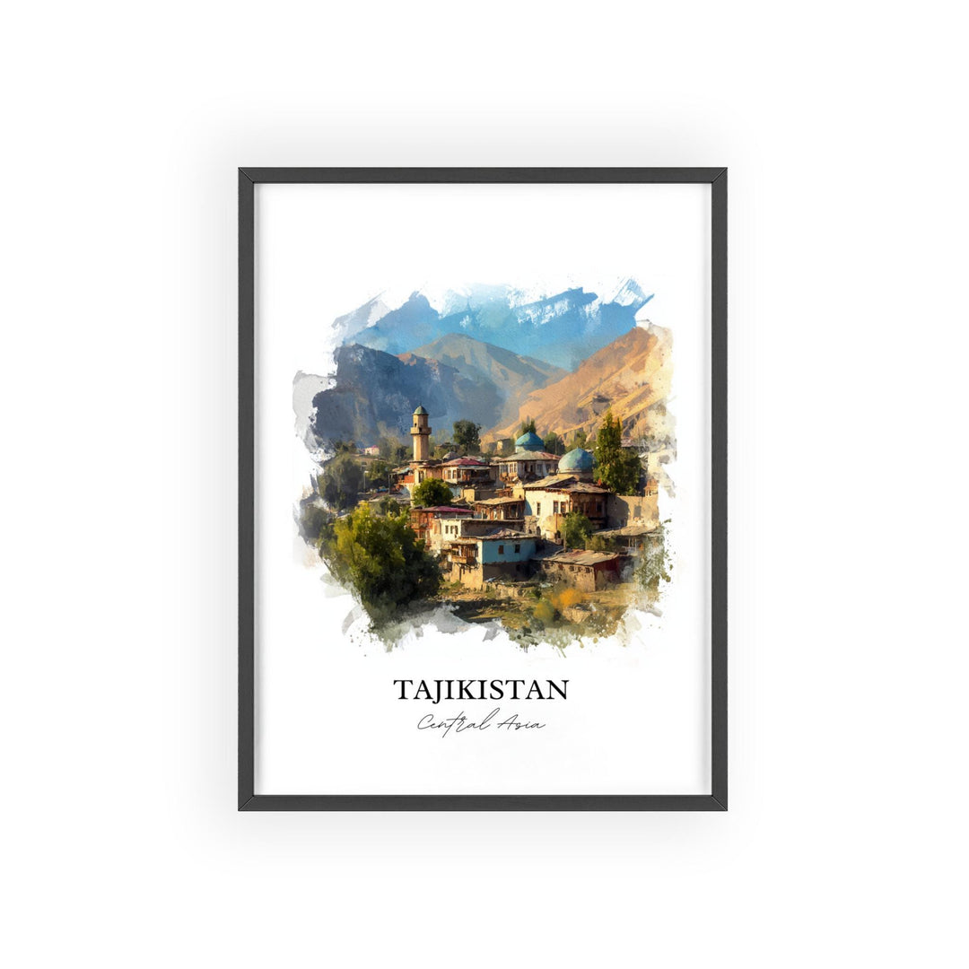 Tajikistan Wall Art, Tajikistan Print, Tajikistan Watercolor Art, Tajikistan Country Gift, Travel Print, Travel Poster, Housewarming Gift