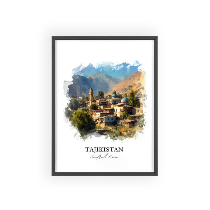 Tajikistan Wall Art, Tajikistan Print, Tajikistan Watercolor Art, Tajikistan Country Gift, Travel Print, Travel Poster, Housewarming Gift