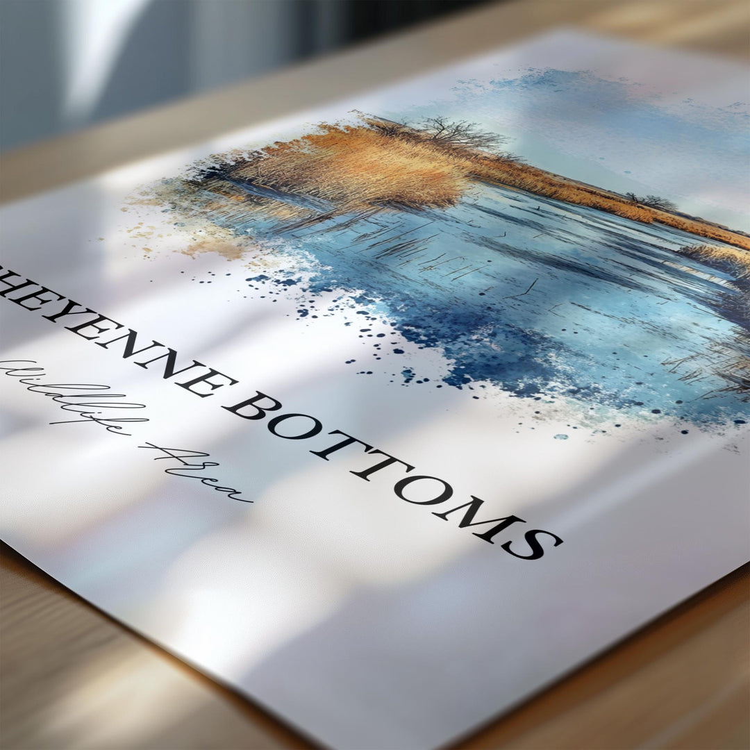 Cheyenne Bottoms Wall Art, Great Plains Print, Kansas Watercolor Art, Cheyenne Bottoms Gift, Travel Print, Travel Poster, Housewarming Gift