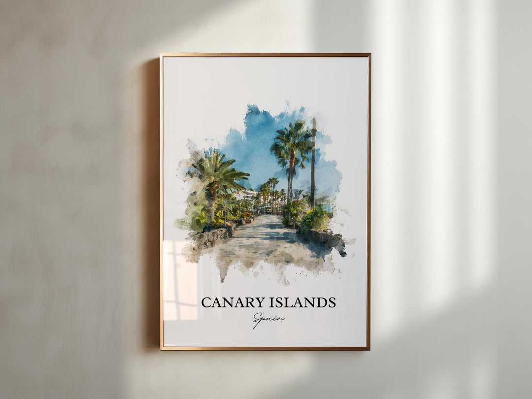 Canary Islands Wall Art, Canaries Print, Spain Watercolor Art, Canary Islands Gift, Canary Island Print, Travel Poster, Housewarming Gift