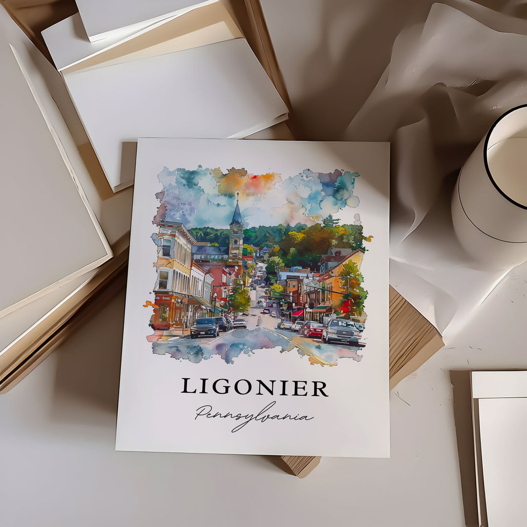 Ligonier Wall Art, Westmoreland County Print, Ligonier Watercolor Art, Ligonier PA Gift,