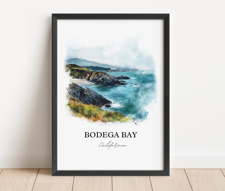 Bodega Bay Wall Art, Sonoma County Print, Bodega Bay Watercolor Art, Bodega Bay Gift, Travel Print, Travel Poster, Housewarming Gift