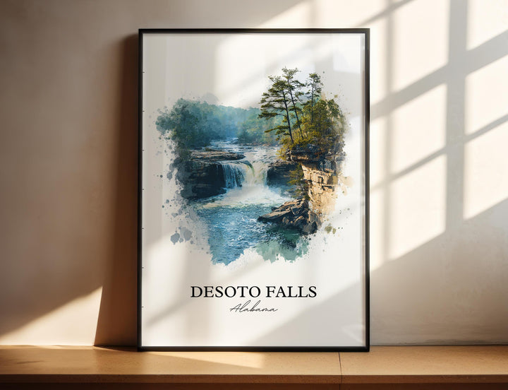 Desoto Falls Wall Art, Desoto Falls Print, Alabama Watercolor Art, Desoto Falls Gift, Travel Print, Travel Poster, Housewarming Gift