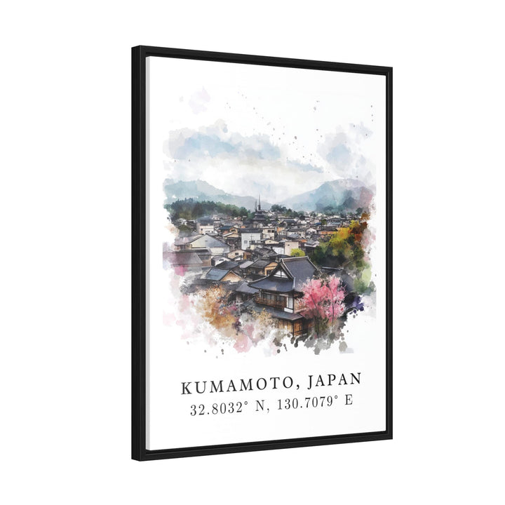 Kumamoto Wall Art, Kumamoto Print, Japan Watercolor Art, Kyushu Japan Gift,