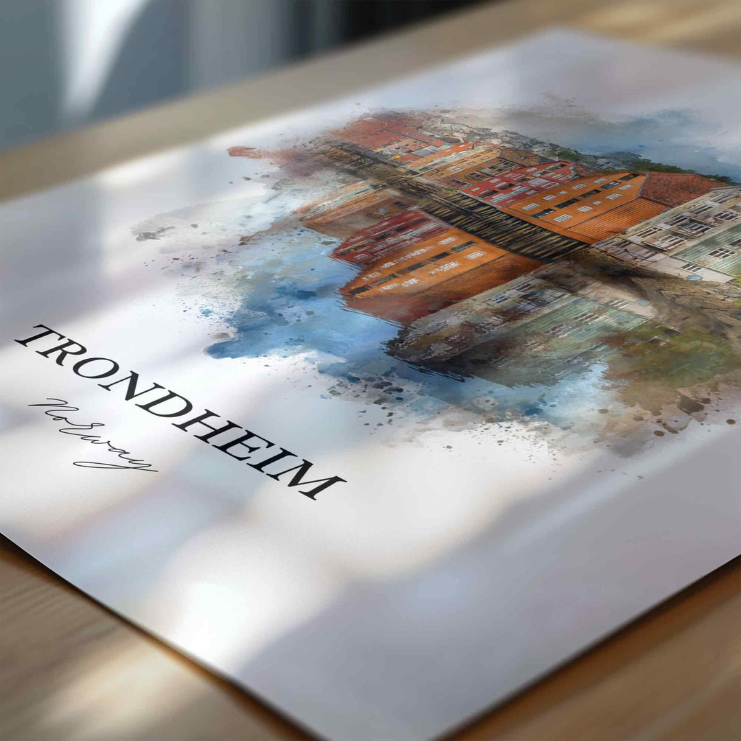 Trondheim, Norway – Watercolor Art Print