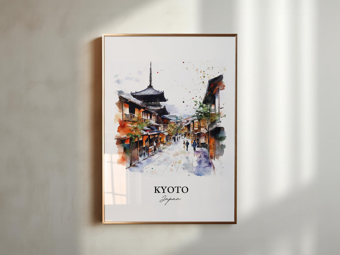 Kyoto Wall Art, Kyoto Print, Japan Watercolor Art, Kyoto Japan Gift, Travel Print, Travel Poster, Housewarming Gift