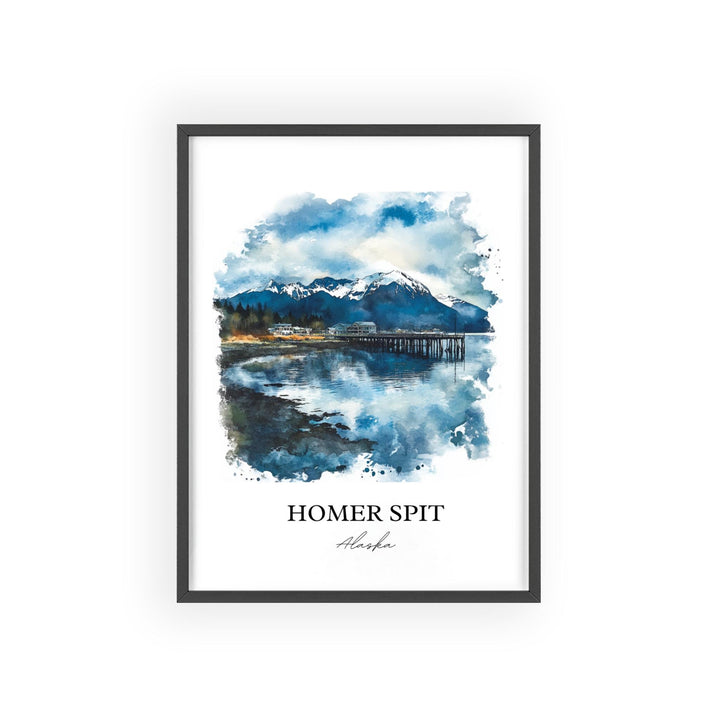 Homer Spit Wall Art, Kachemak Bay Print, Alaska Watercolor Art, Homer Spit Alaska Gift, Travel Print, Travel Poster, Housewarming Gift