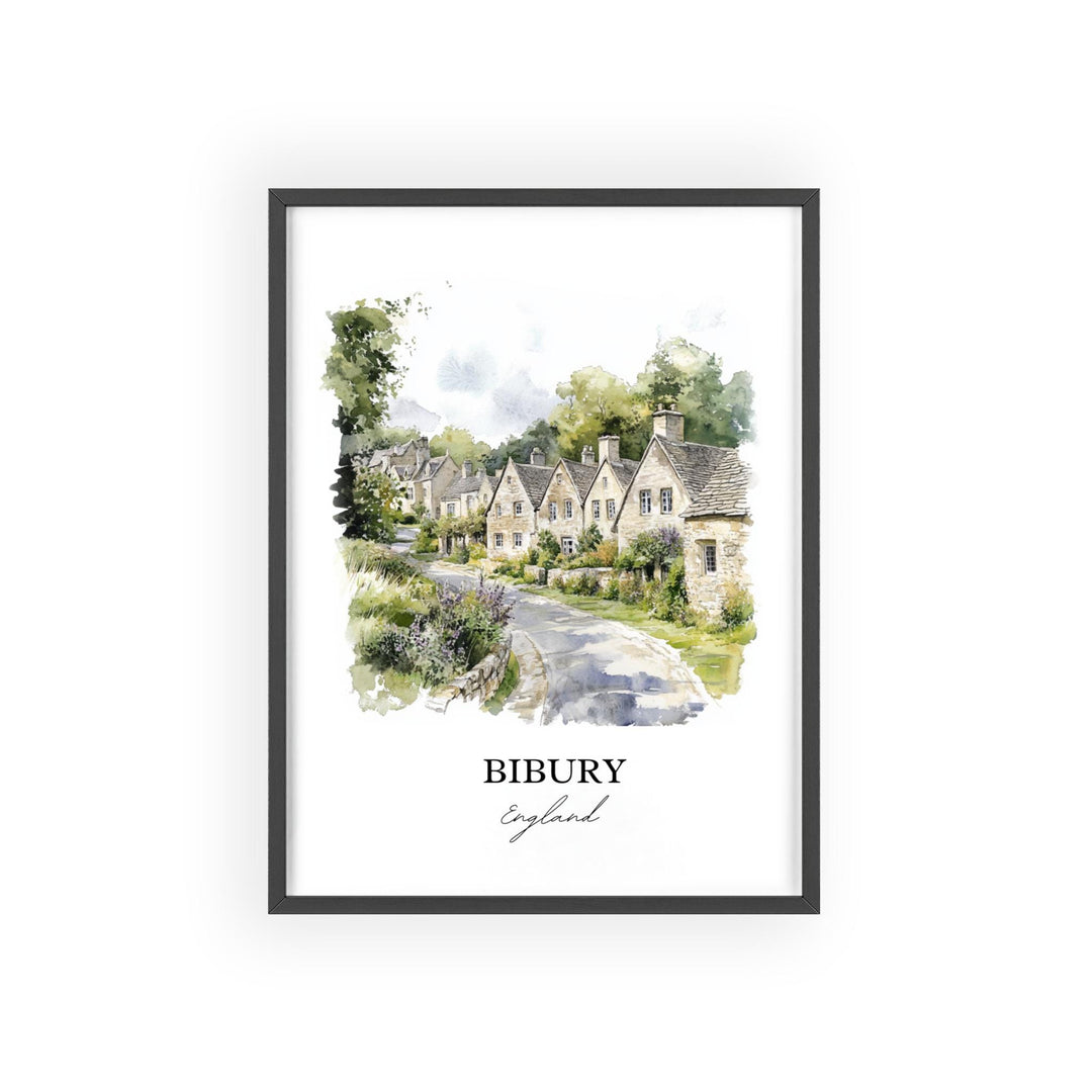 Bibury England Wall Art, Bibury Print, Gloucestershire Watercolor Art, Cotswolds Gift, Travel Print, Travel Poster, Housewarming Gift