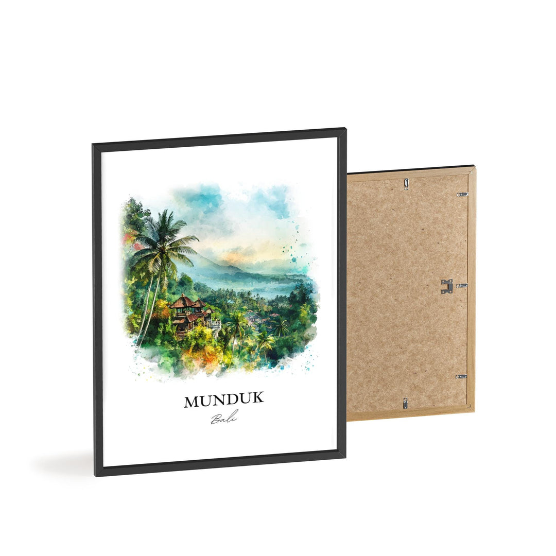 Munduk Bali Wall Art, Bali Print, Bali Watercolor Art, Munduk Gift, Travel Print, Travel Poster, Housewarming Gift