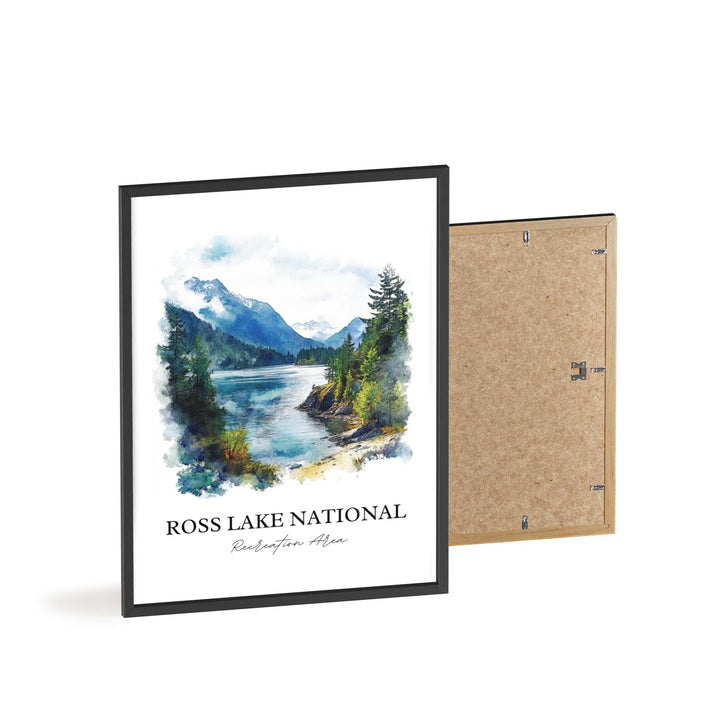 Ross Lake WA Wall Art, North Cascade Print, Washington State Watercolor Art, Ross Lake Gift, Travel Print, Travel Poster, Housewarming Gift