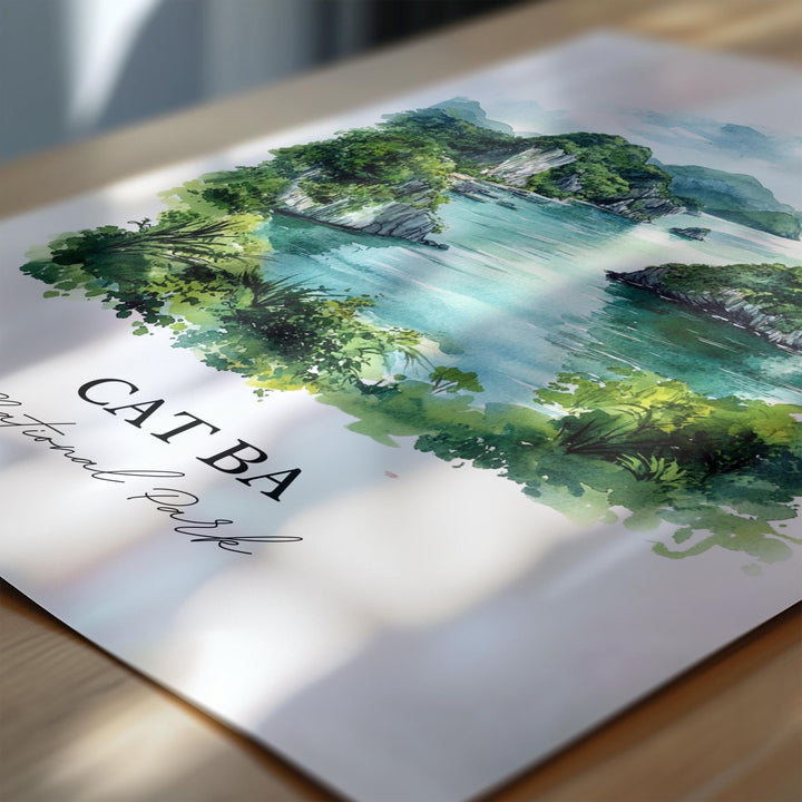 Cat Ba National Park Wall Art, Vietnam Print, Vietnam Watercolor, Cat Ba National Park Gift, Travel Print, Travel Poster, Housewarming Gift