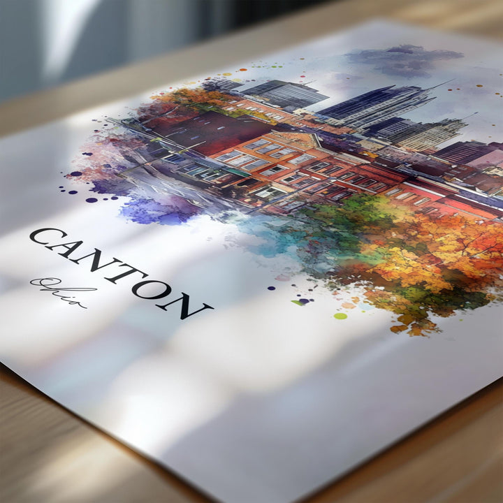 Canton Ohio Wall Art, Canton OH Print, Ohio Watercolor Art, Canton Ohio Gift, Travel Print, Travel Poster, Housewarming Gift
