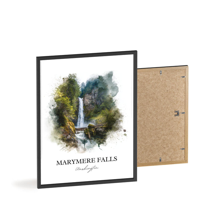 Marymere Falls Art, Lake Crescent Print, Olympic National Park Artwork, Marymere Falls Gift, Travel Print, Travel Poster, Housewarming Gift
