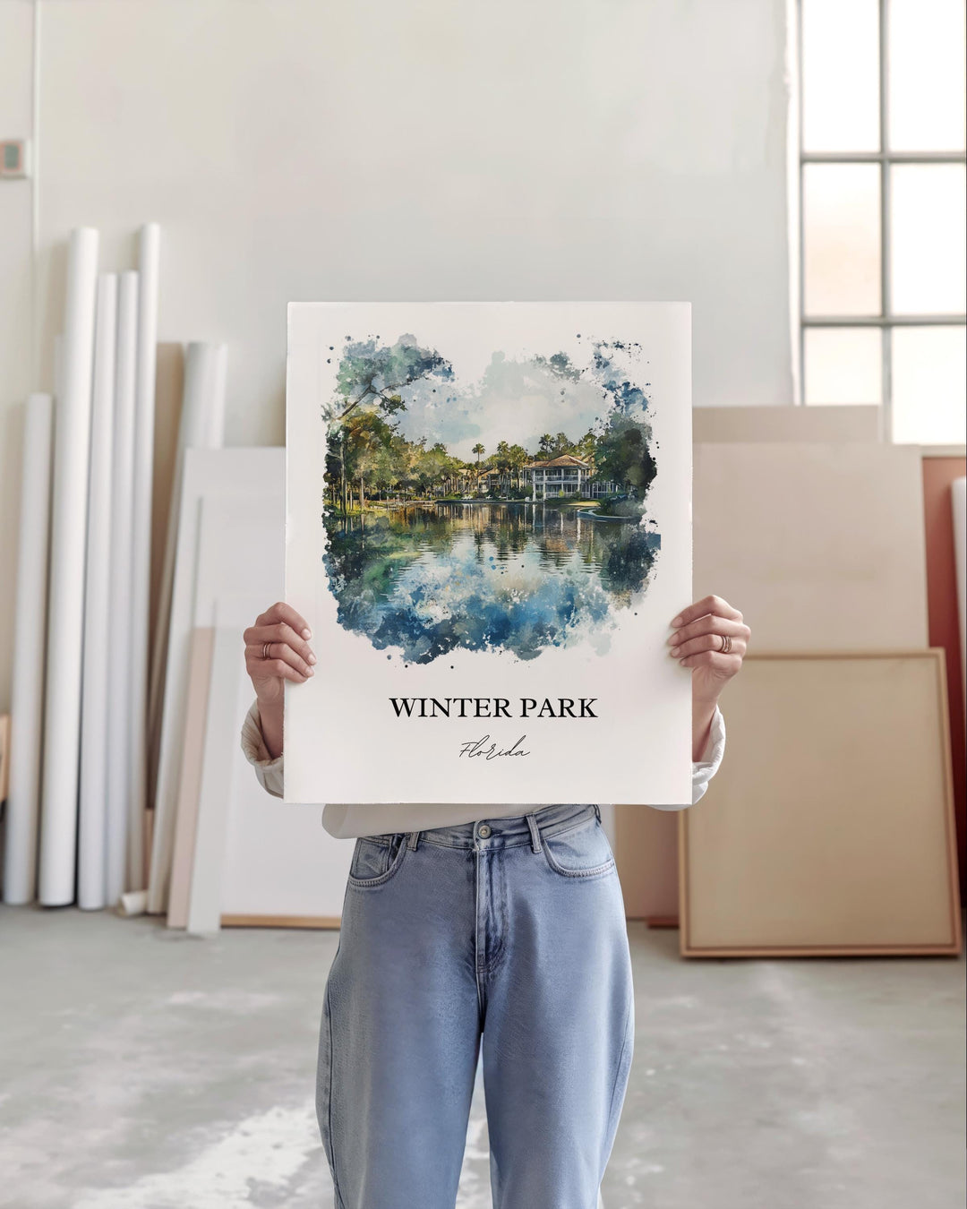 Winter Park FL Wall Art, Orlando Print, Winter Park FL Watercolor Art, Winter Park Gift, Travel Print, Travel Poster, Housewarming Gift
