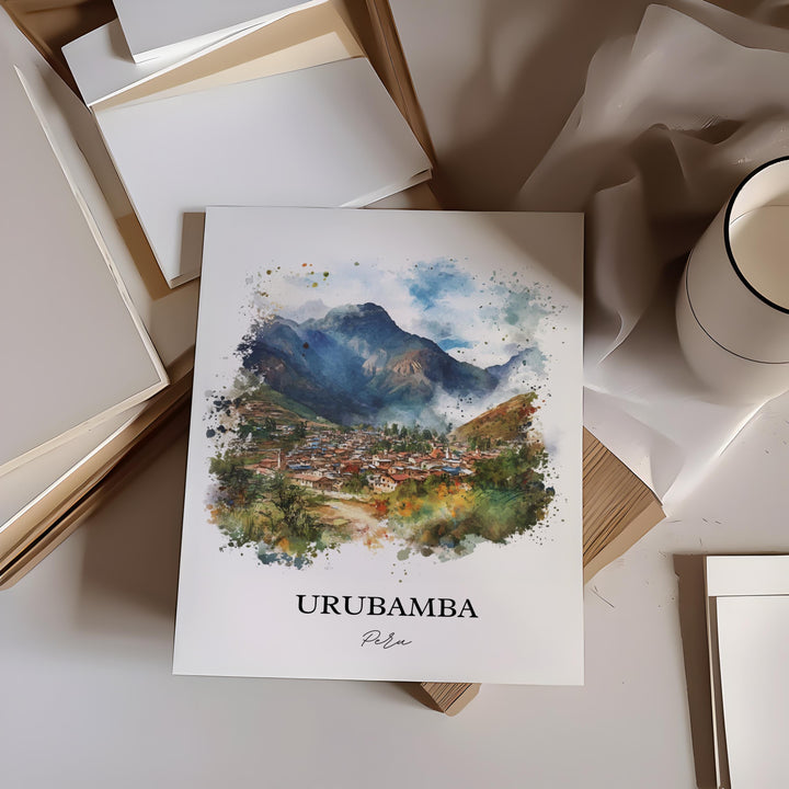 Urubamba Peru Wall Art, Sacred Valley Print, Peru Watercolor Art, Urubamba Peru Gift, Travel Print, Travel Poster, Housewarming Gift