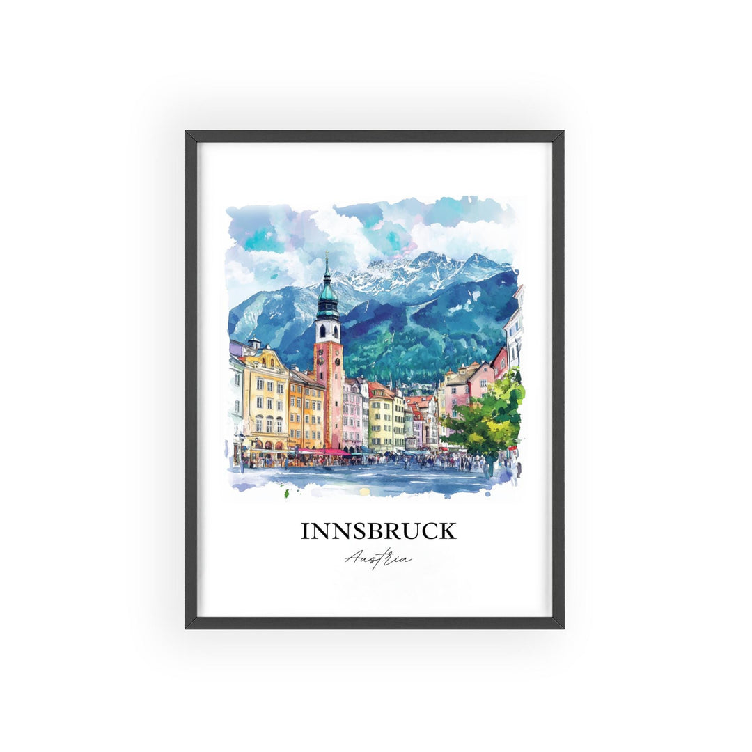 Innsbruck Wall Art, Innsbruck Print, Austria Watercolor Art, Innsbruck Austria Gift, Travel Print, Travel Poster, Housewarming Gift