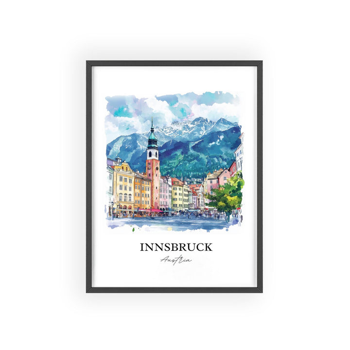 Innsbruck Wall Art, Innsbruck Print, Austria Watercolor Art, Innsbruck Austria Gift, Travel Print, Travel Poster, Housewarming Gift