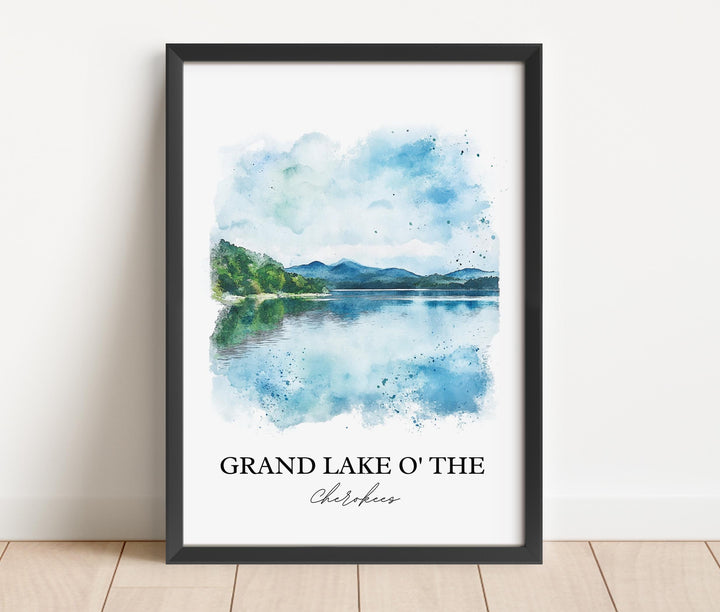 Grand Lake O' The Cherokees Art, Ozarks Print, Oklahoma Watercolor Art, Oklahoma Gift, Travel Print, Travel Poster, Housewarming Gift