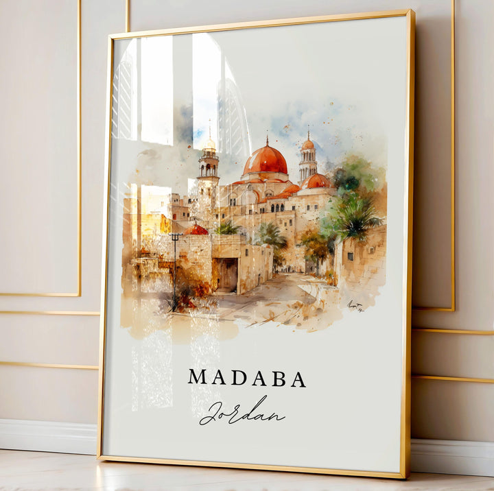 Madaba Jordan wall art - Jordan, Madaba poster, Madaba Jordan Wedding gift, Birthday present, Custom Text, Personalized Gift