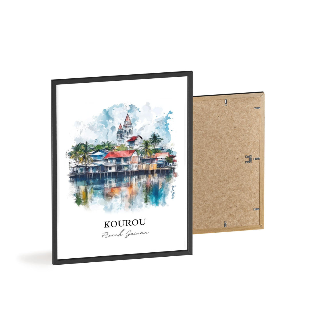 Kourou Wall Art, Kourou French Guina Print, French Guina Watercolor Art, French Guinea Gift, Travel Print, Travel Poster, Housewarming Gift
